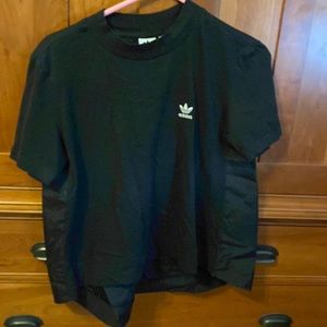 Addidas short sleeve hip hop vintage top with satiny back high low bottom